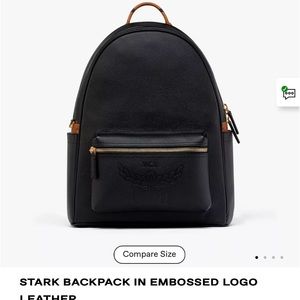 Medium Stark Backpack in Embossed Logo Leather Black  MCM ®US